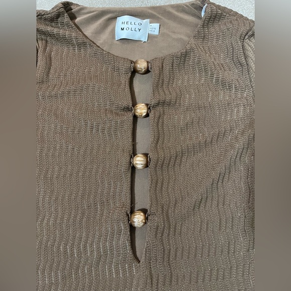 Hello Molly LOOK TWICE KNIT LONG SLEEVE MINI DRESS BROWN size Medium Revolve - Picture 9 of 12